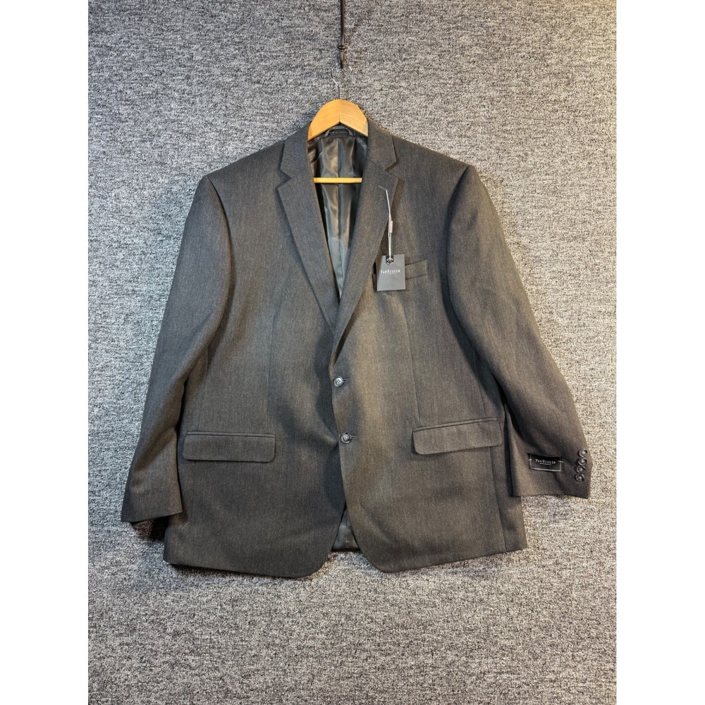 Van Heusen Mens Charcoal Gray Textured Two Button Suit Jacket Blazer 48R NEW